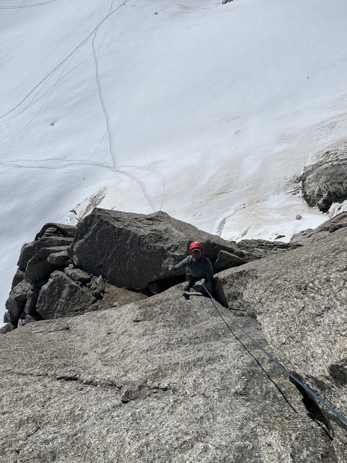 On the East Ridge: honest climbing, never hard.