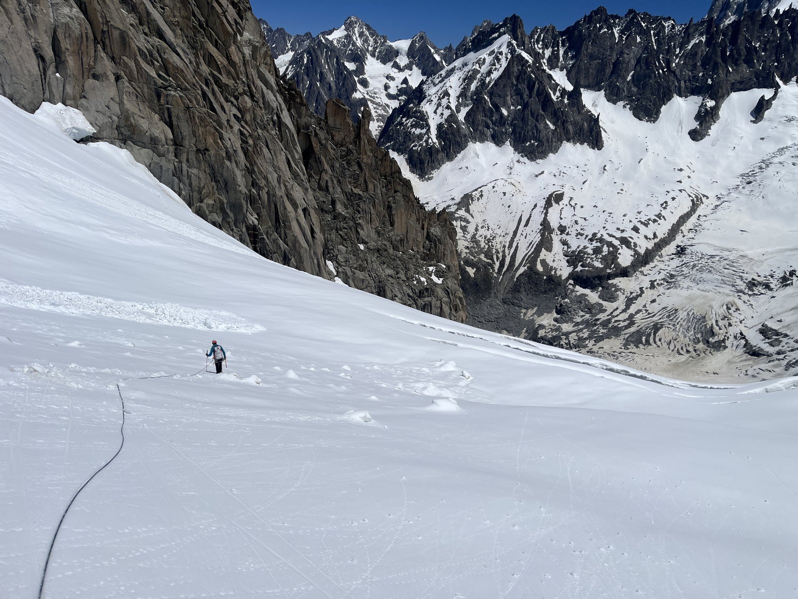 Winding, crevassed, due south: you have to find the way.