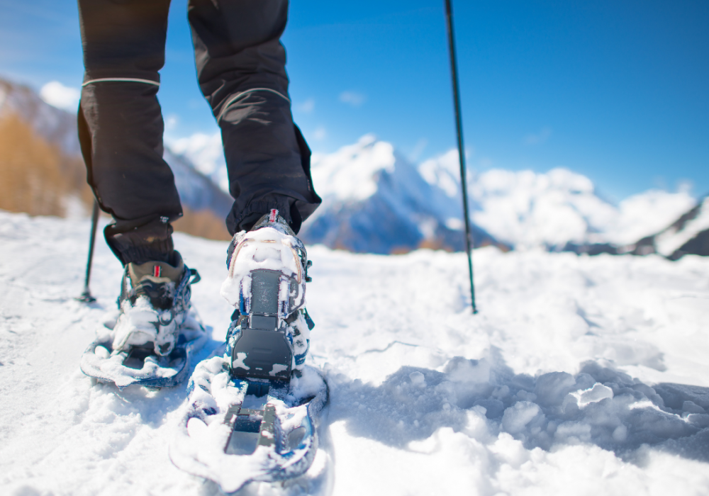 Activités à Chamonix : Les raquettes. Activities in Chamonix : Snowshoeing.